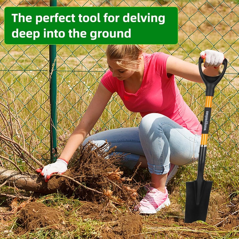wangyanhao Spade Shovel,Transplanting Spade，Drain Spade,Spade Shovels for Digging,Sharp Shooter Shovel or Spade, D-Grip,Fiberglass Handle Heavy Duty (Drain Spade) - Image 5